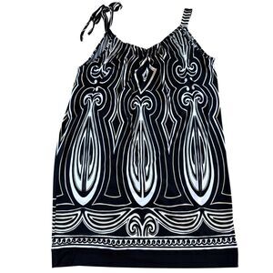 EUC WHBM Women's Black‎ & White Shift Dress with Shoulder Tie Strap Size S